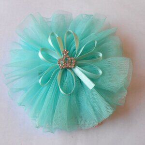 Couture Clips Aqua Green Little Girls Headband w/Crown Center NEW Pinch Clip